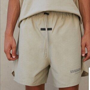 Fear of God Essentials Gray Cotton Nylon Drawstring Cord Shorts Mens Small